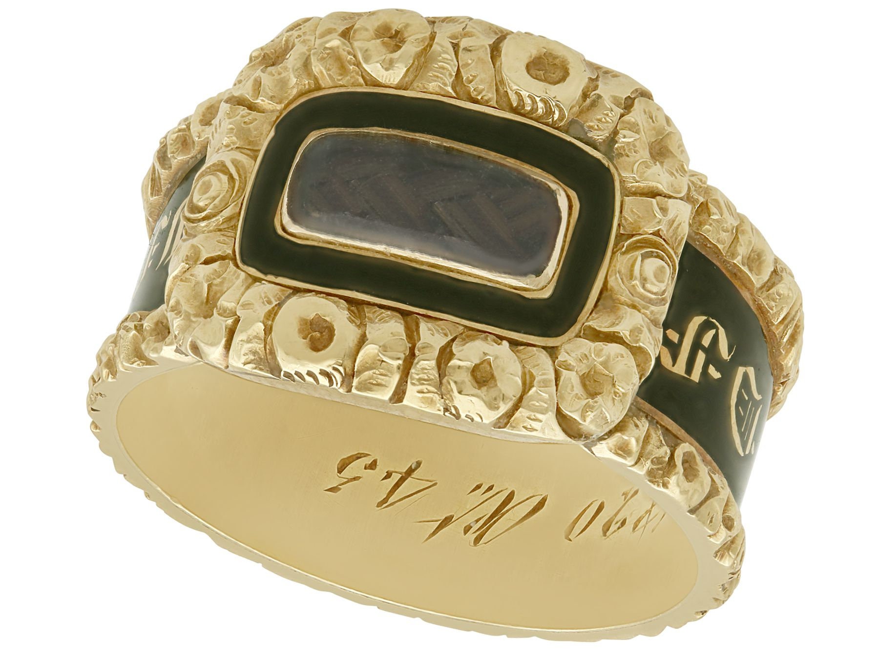 Antique Black Enamel and 14k Yellow Gold Mourning Ring Etsy