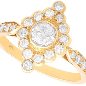 Antique 0.98ct Diamond and 18ct Yellow Gold Ring Circa 1900