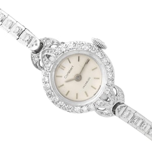 Vintage 2.16 Carat Diamond Ladies Watch in Platinum and 18k White Gold Circa 1940