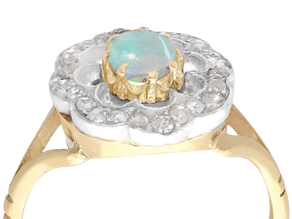 Antique Opal and Diamond Yellow Gold Dress Ring C… - image 2