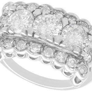 Vintage 2.20ct Diamond and 14k White Gold Unique Engagement Cluster Ring