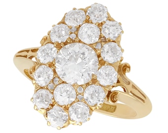 2.35 ct Diamond and 18 ct Yellow Gold Dress Ring - Antique Victorian