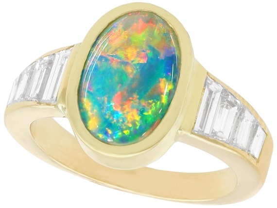 Vintage French 1.40ct Opal and 1.12ct Diamond, 18… - image 1