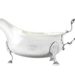 Antique Sterling Silver Sauce Boat: Georgian Newcastle Silverware, Circa 1785