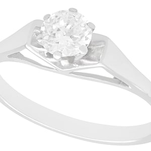 0.59 ct Diamond and 18 ct White Gold Solitaire Engagement Ring - Antique and Vintage