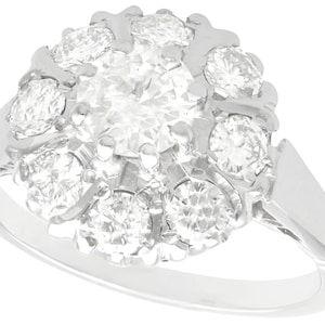 Vintage 1.45 carat Diamond and 18k White Gold Cluster Ring