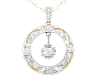 0.52ct Diamond and 15ct Yellow Gold Necklace - Antique Circa 1910