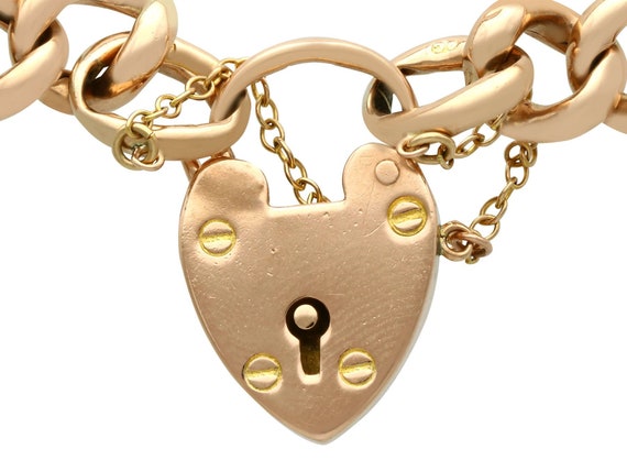 9 ct Yellow Gold Bracelet with Heart Padlock Clas… - image 4