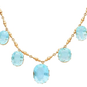 Antique 104.26ct Aquamarine and 18k Rose Gold Necklace