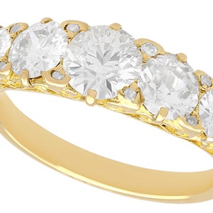 3.31 ct Diamond and 18 ct Yellow Gold Five Stone Ring - Antique Circa 1930