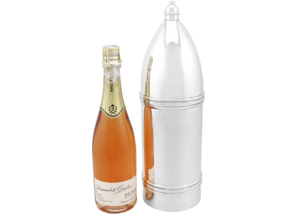 Sterling Silver Champagne Bottle Holder - Antique… - image 3