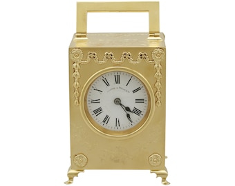 Sterling Silver Gilt Mantel Clock - Antique Edwardian (1905)