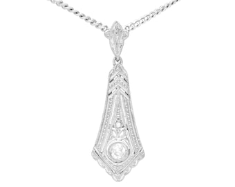 Vintage Art Deco Diamond and 14k White Gold Pendant