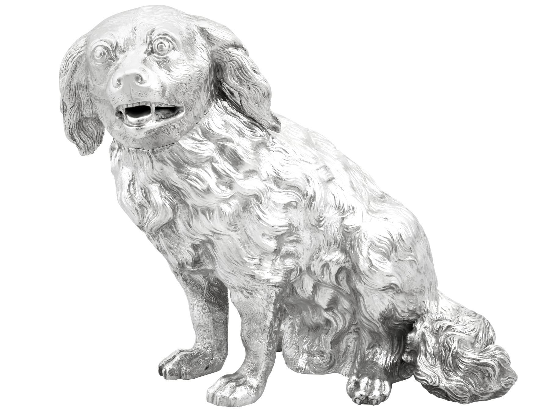 Antique German Silver Dog Sugar Box Circa 1890