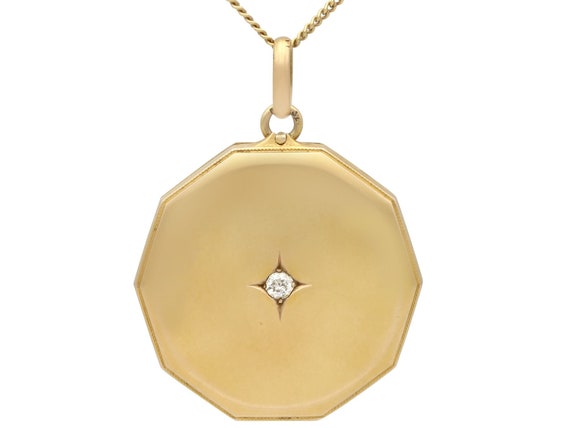 Diamond and 14 ct Yellow Gold Locket Pendant - Ant