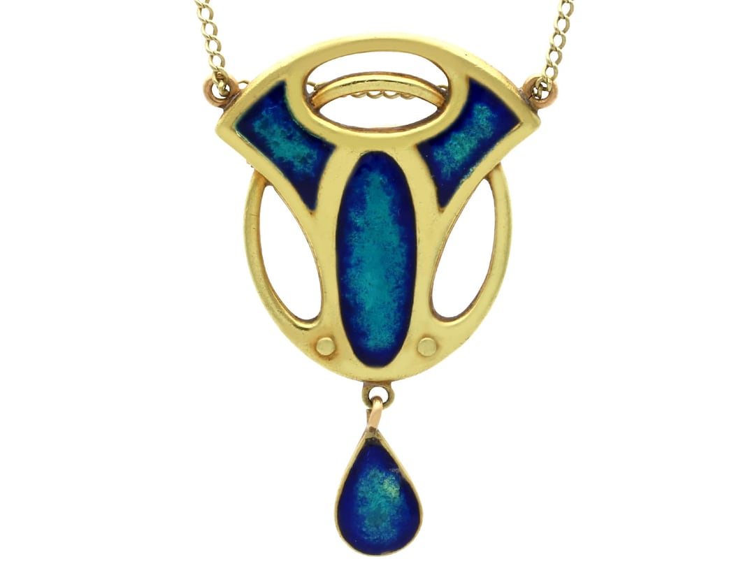 Antique Art Nouveau Enamel Pendant in 18ct Yellow Gold Circa 1910 - Etsy UK