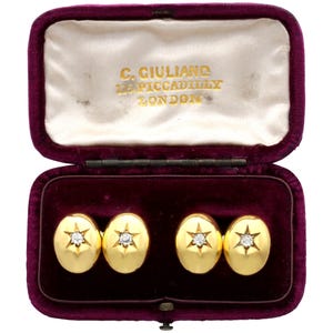 Antique 0.70ct Diamond Cufflinks in 18k Yellow Gold Circa 1890