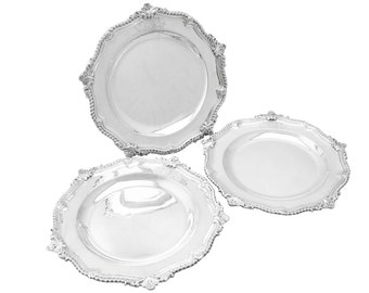 スターリングシルバーディナープレート/セカンドコースディッシュ3枚