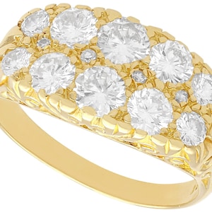 2.45ct Diamond and 18ct Yellow Gold Dress Ring - Vintage Circa 1940