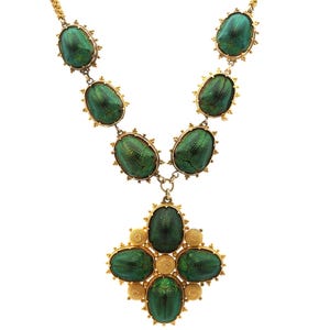 Antique Scarab Beetle Necklace in 22ct Yellow Gold Circa 1840