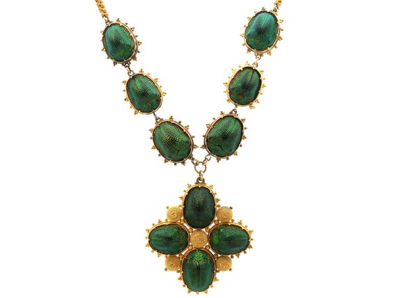 Pendentif Vintage Or 18K Carat - Carapace De Scarabée Serti Clos, Style Belle Époque (Circa 1890)