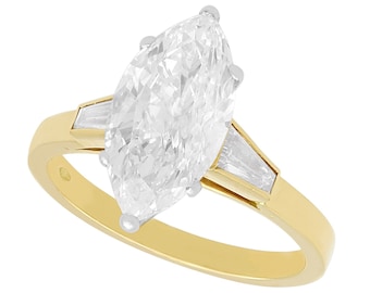 2.92ct Diamond and 18ct Yellow Gold Solitaire Ring - Vintage Circa 1990