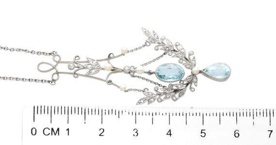 Antique 1.59ct Aquamarine, 1.59ct Diamond  Pearl … - image 6