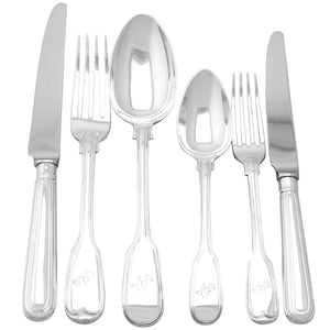 Sterling Silver Canteen of Cutlery for Eight Persons - Antique Victorian (1843)