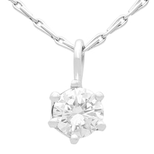 Vintage 0.65 ct Solitaire Diamond Pendant in 18ct White Gold