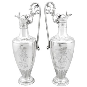 Sterling Silver Claret Jugs by Elkington & Co - Antique Victorian (1869)