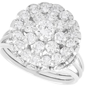 Vintage 2.62 Carat Diamond Cluster Ring in 12k White Gold