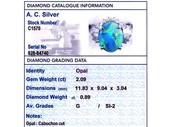 2.09ct Opal and 0.89ct Diamond, Platinum Dress Ri… - image 7