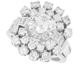 Antique and Vintage 5.74 Carat Diamond Statement Ring in Platinum
