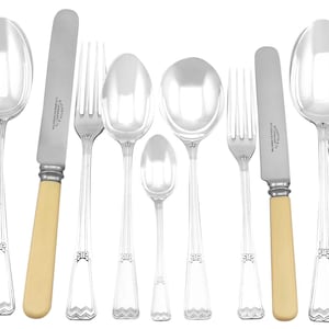 Sterling Silver Canteen of Cutlery for Twelve Persons - Art Deco - Antique George V (1934)