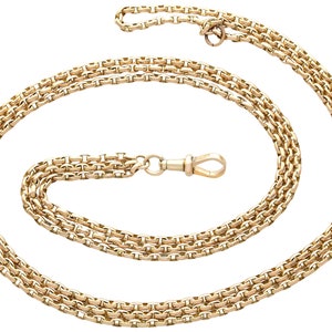 Antique 9ct Yellow Gold Longuard Chain Necklace Circa 1900