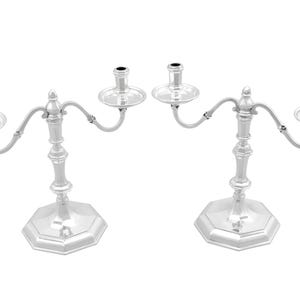 Vintage George I Style Sterling Silber Zwei Licht Kerzenleuchter (1968)