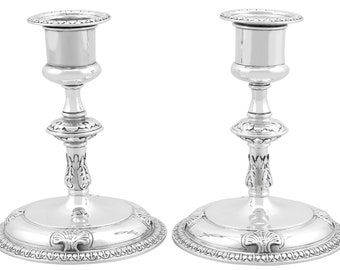 Antique Victorian Sterling Silver Piano Candlesticks