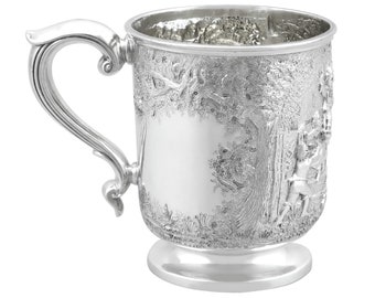 Taza antigua victoriana de plata esterlina
