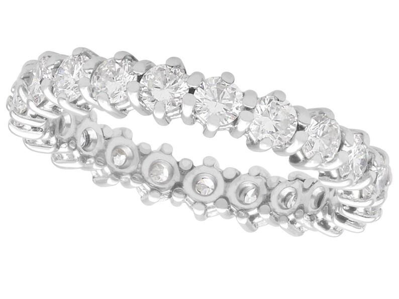 1ct Diamond and 14ct White Gold Full Eternity Ring - Vintage Cir 1ct Diamond and 14ct White Gold Full Eternity Ring - Vintage Cir