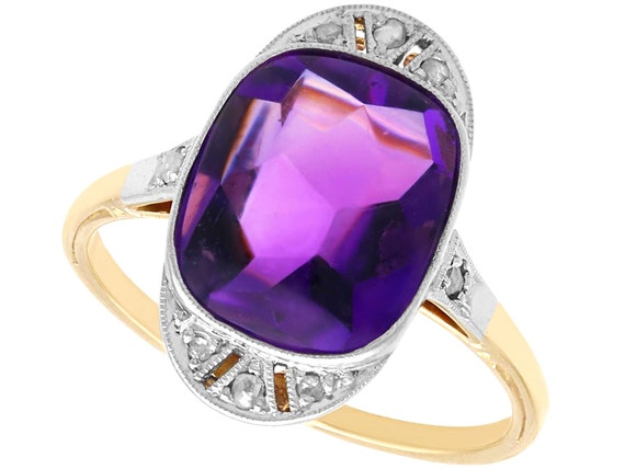 3.88ct Amethyst and Diamond, 14ct Yellow Gold and… - image 1
