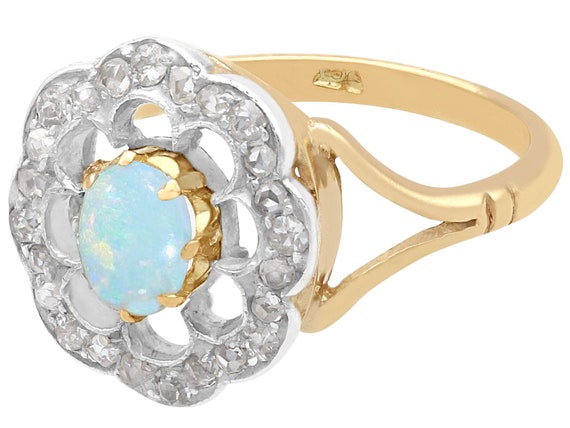 Antique Opal and Diamond Yellow Gold Dress Ring C… - image 3