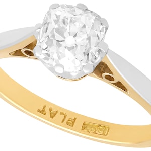 Antique 1.23 ct Diamond and 18 ct Yellow Gold Solitaire Engagement Ring Circa 1910