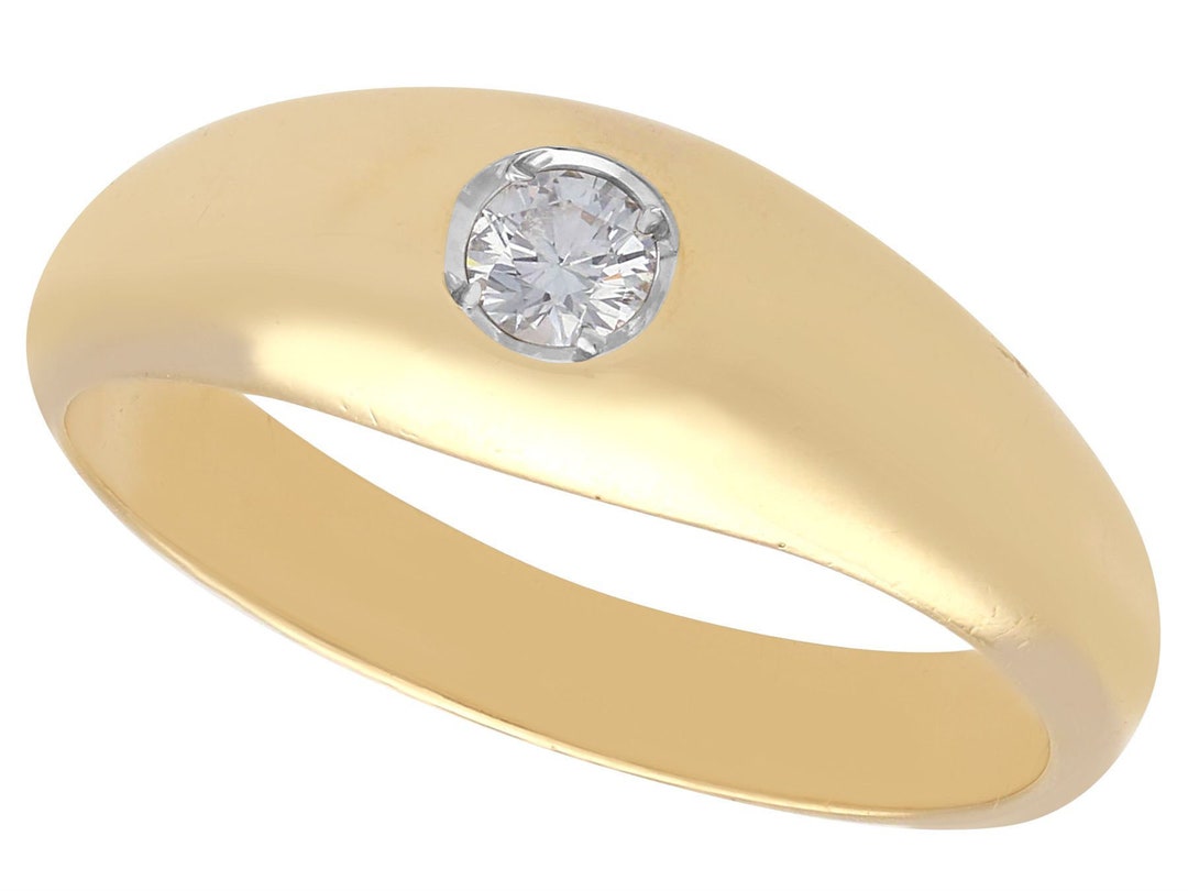 Vintage 0.35ct Diamond and 18k Yellow Gold Men's Engagement