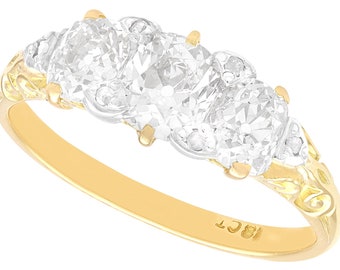 2.23ct Diamond and 18ct Yellow Gold Trilogy Ring - Antique Circa 1900