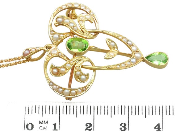 Antique Art Nouveau 1.01 ct Peridot and Seed Pear… - image 7