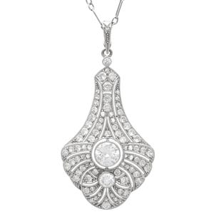 Antique Art Deco Pendant with 3.51 Carat Diamond in 18k White Gold Circa 1925