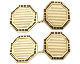 Vintage 18ct Yellow Gold and Enamel Cufflinks by Cartier Circa 1945