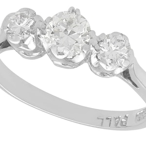 0,78 Karat Diamant und 18 Karat Weißgold Trilogy Ring - Antik Circa 1930
