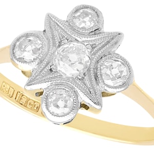 0.78ct Diamond and 18ct Yellow Gold Dress Ring - Art Deco - Antique Circa 1915