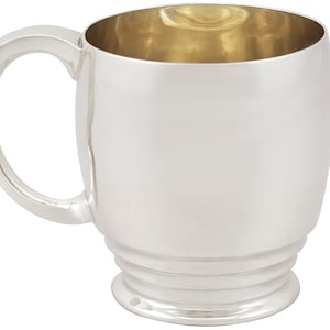 Sterling Silver Christening Mug - Art Deco - Antique Edward VIII